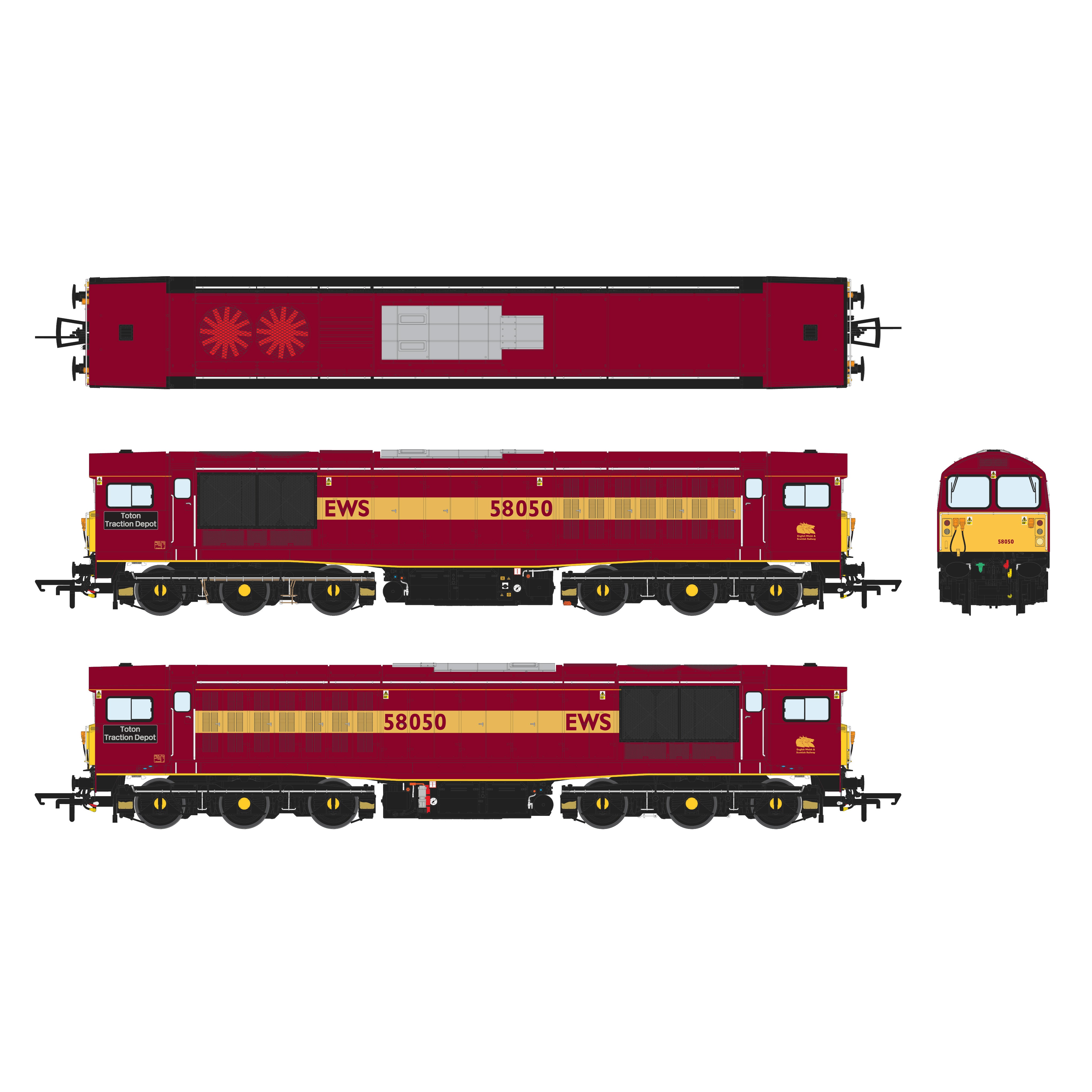 Class 58 - EWS Red/Gold - 58050 - DCC Sound Fitted