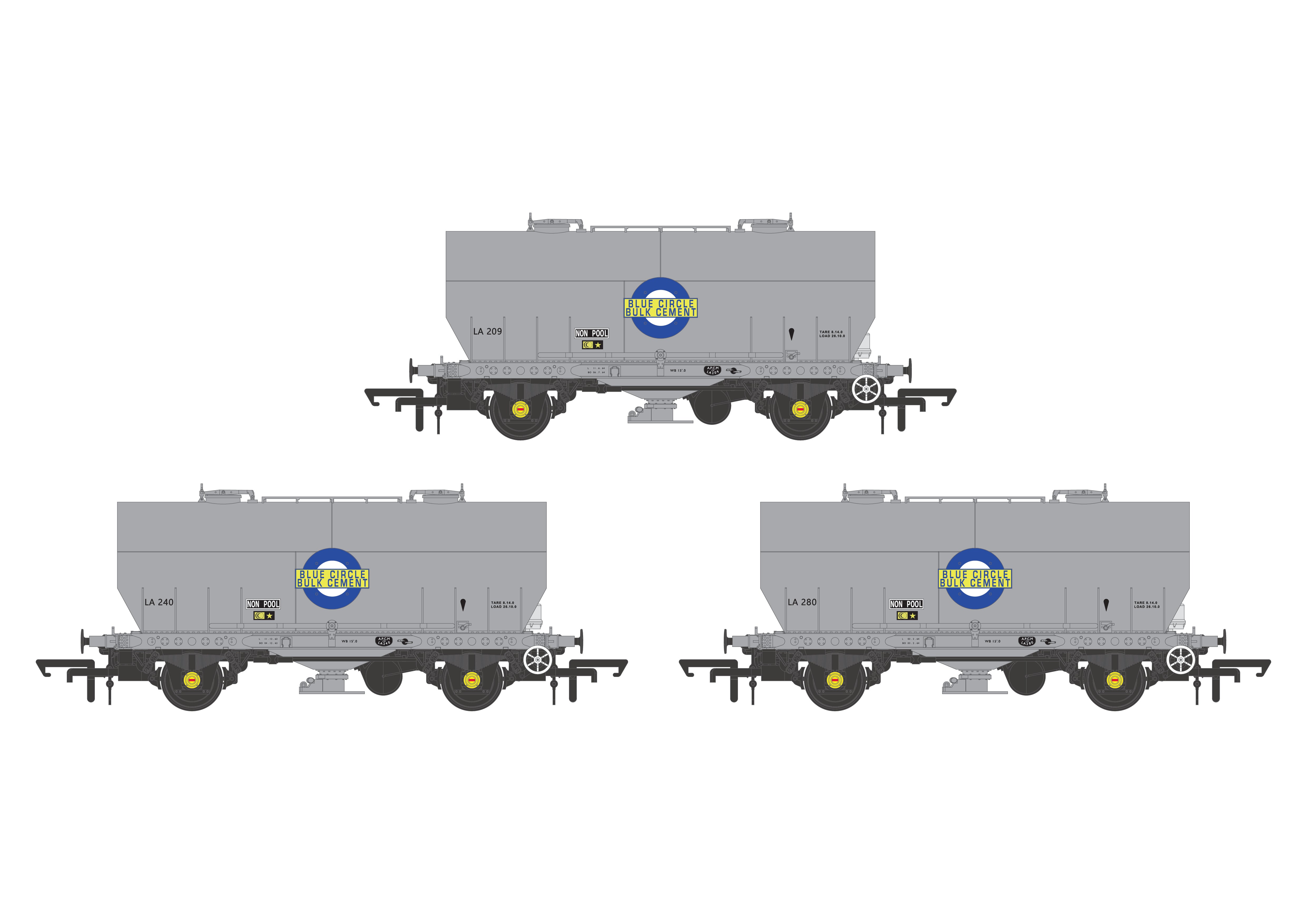 APCM Cemflo/PCV Powder Cement Wagon - Blue Circle Cement - Pack 2