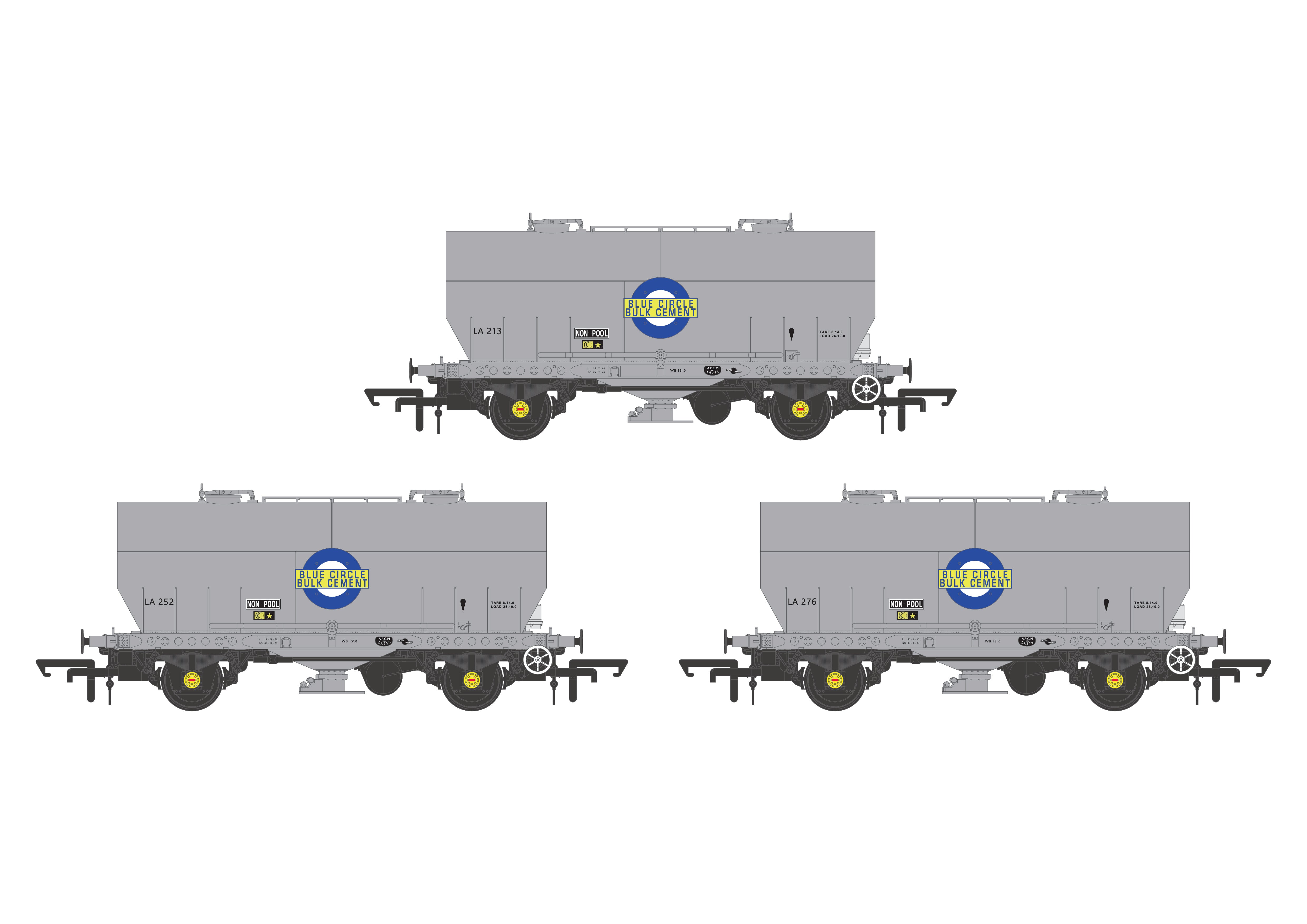APCM Cemflo/PCV Powder Cement Wagon - Blue Circle Cement - Pack 3
