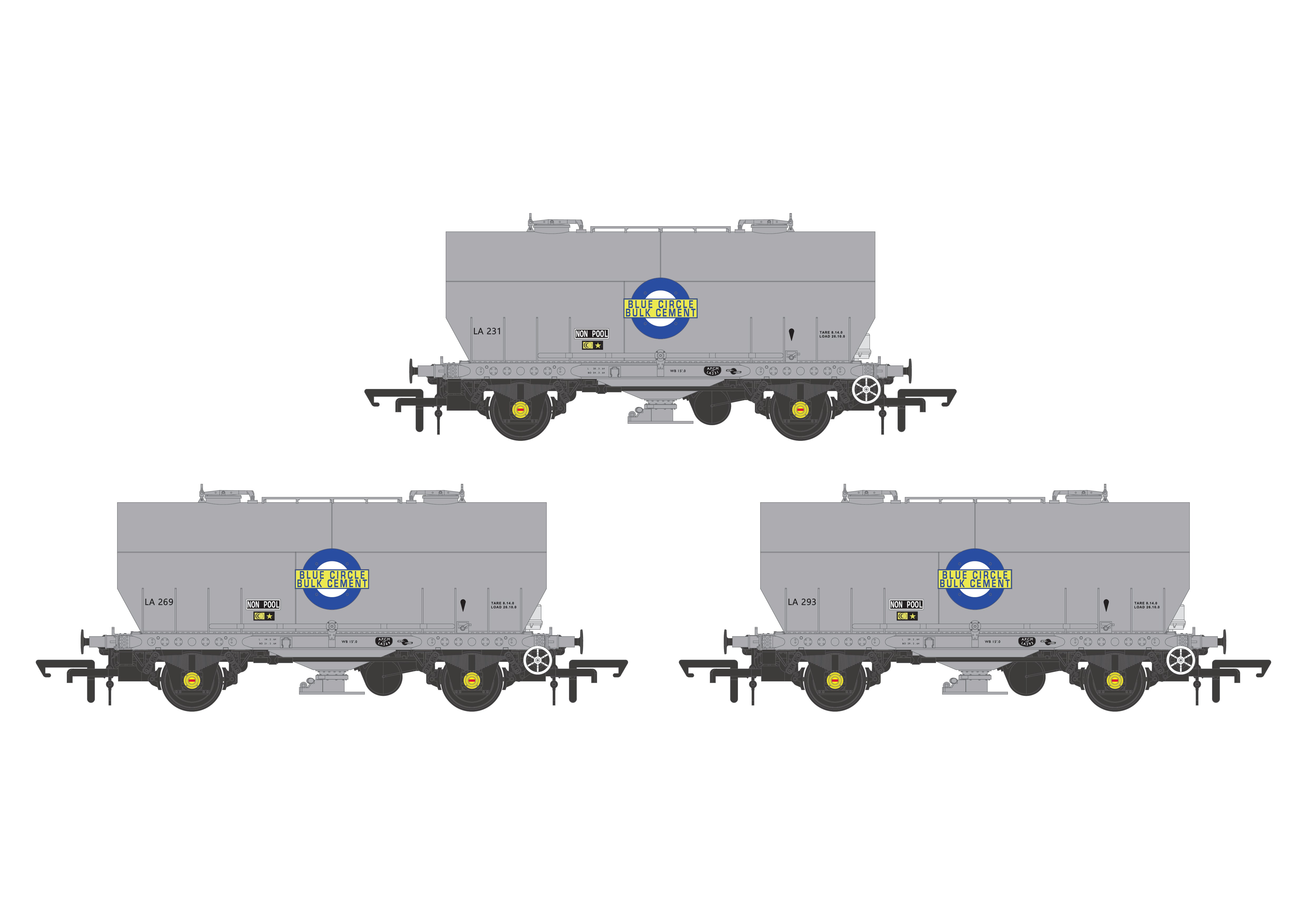 APCM Cemflo/PCV Powder Cement Wagon - Blue Circle Cement - Pack 5