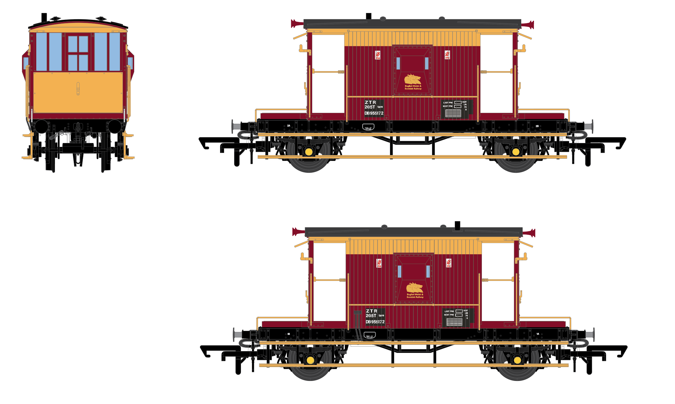 BR Brake Van - EWS Maroon - B955172