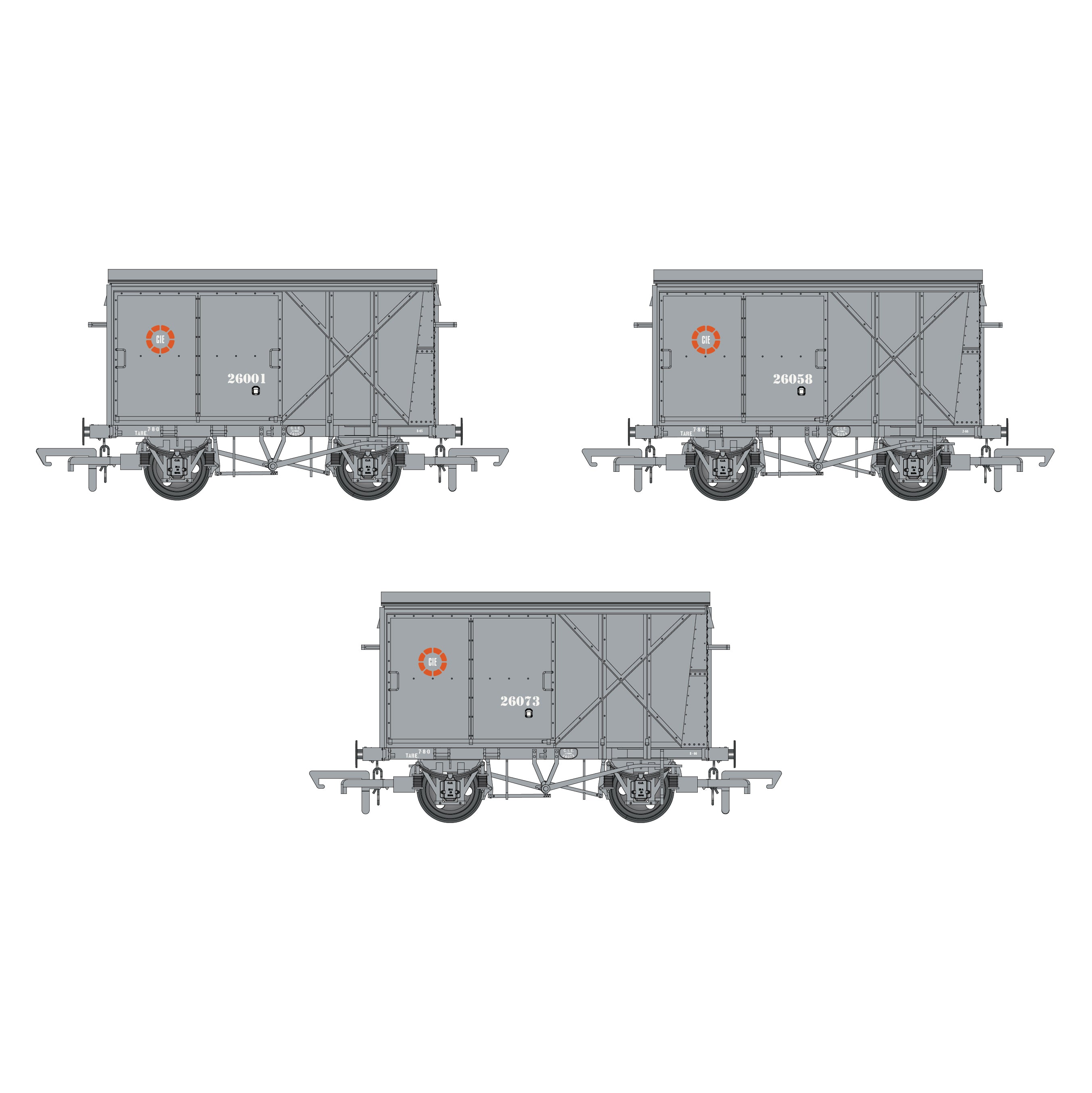 CIE Bulleid Pallet Van - Grey (CIE roundel era) - Pack 1